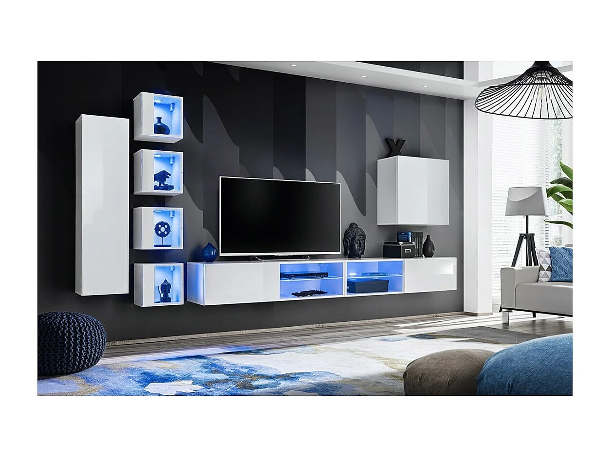 Salonmeubelset SWITCH XXVI, design, in hoogglans wit.