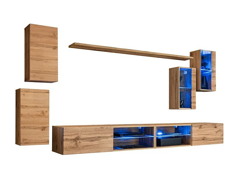 Ensemble meubles de salon SWITCH XXV – LED – Chêne – Design suspendu