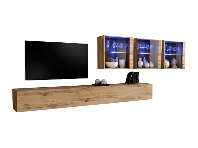 Conjunto de muebles para salón mural SWITCH XVII diseño, color roble Wotan.