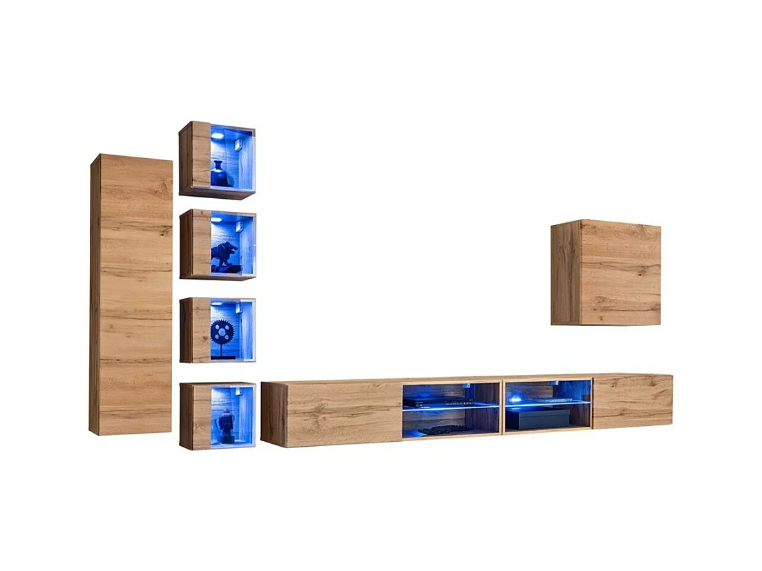 Ensemble meubles de salon SWITCH XXVI – Chêne – Éclairage LED – Design moderne