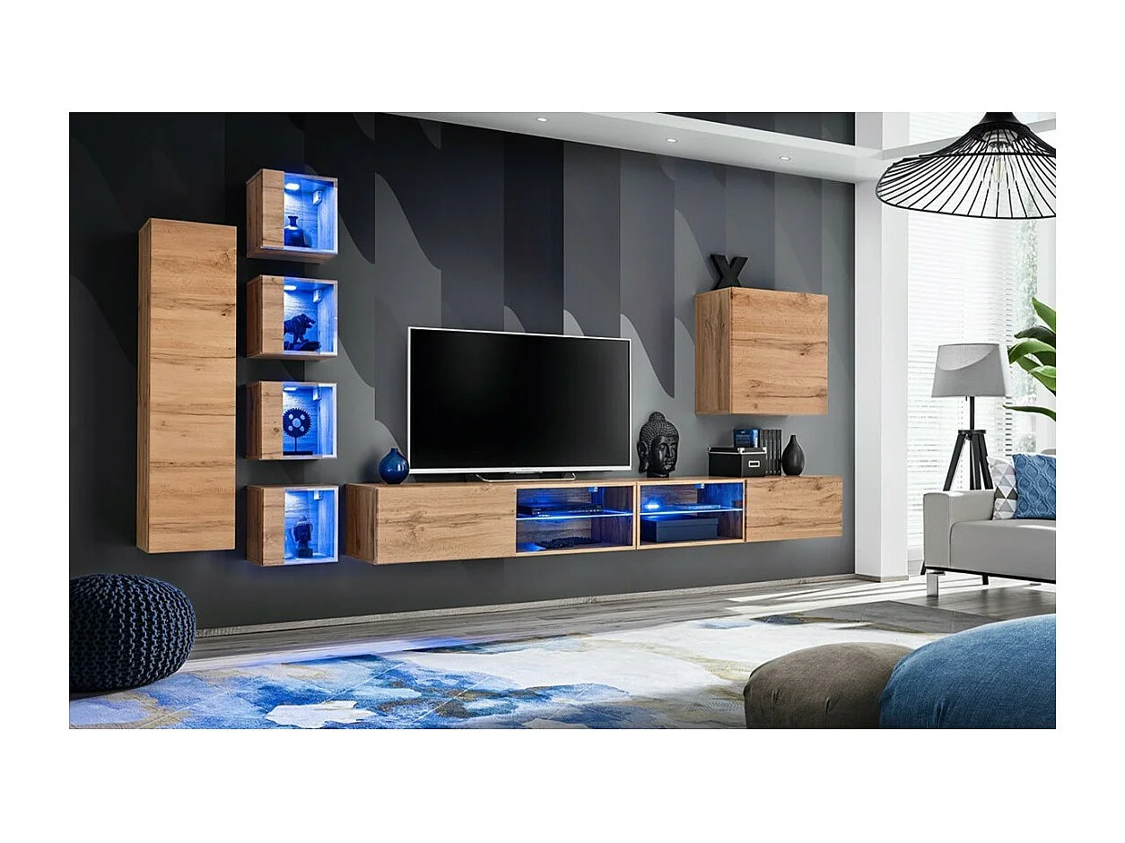 Ensemble meubles de salon SWITCH XXVI – Chêne – Éclairage LED – Design moderne