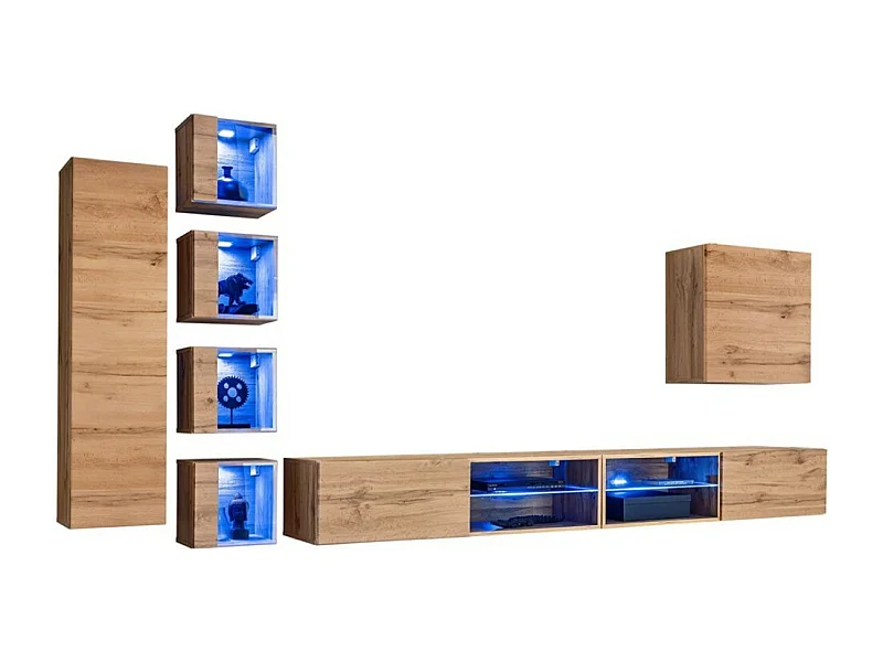 Ensemble meubles de salon SWITCH XXVI – Chêne – Éclairage LED – Design moderne