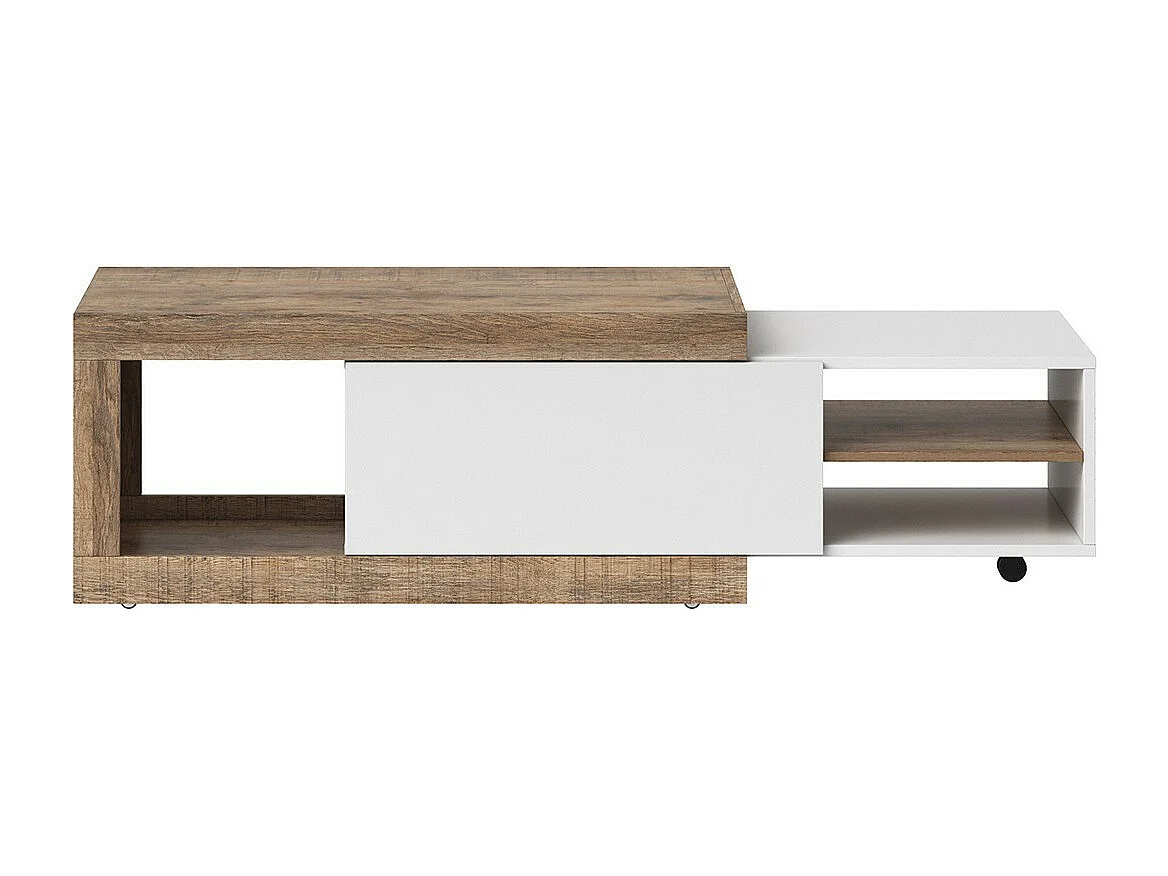 Ensemble de 5 meubles de salon collection SINATRA. Couleur chêne et blanc brillant.