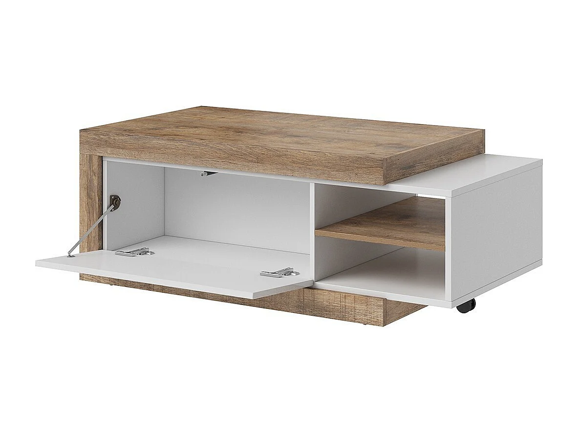 Ensemble de 5 meubles de salon collection SINATRA. Couleur chêne et blanc brillant.