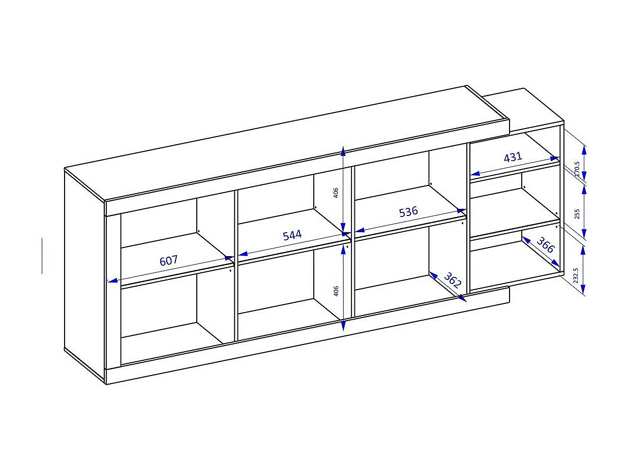 Ensemble de 5 meubles de salon collection SINATRA. Couleur chêne et blanc brillant.