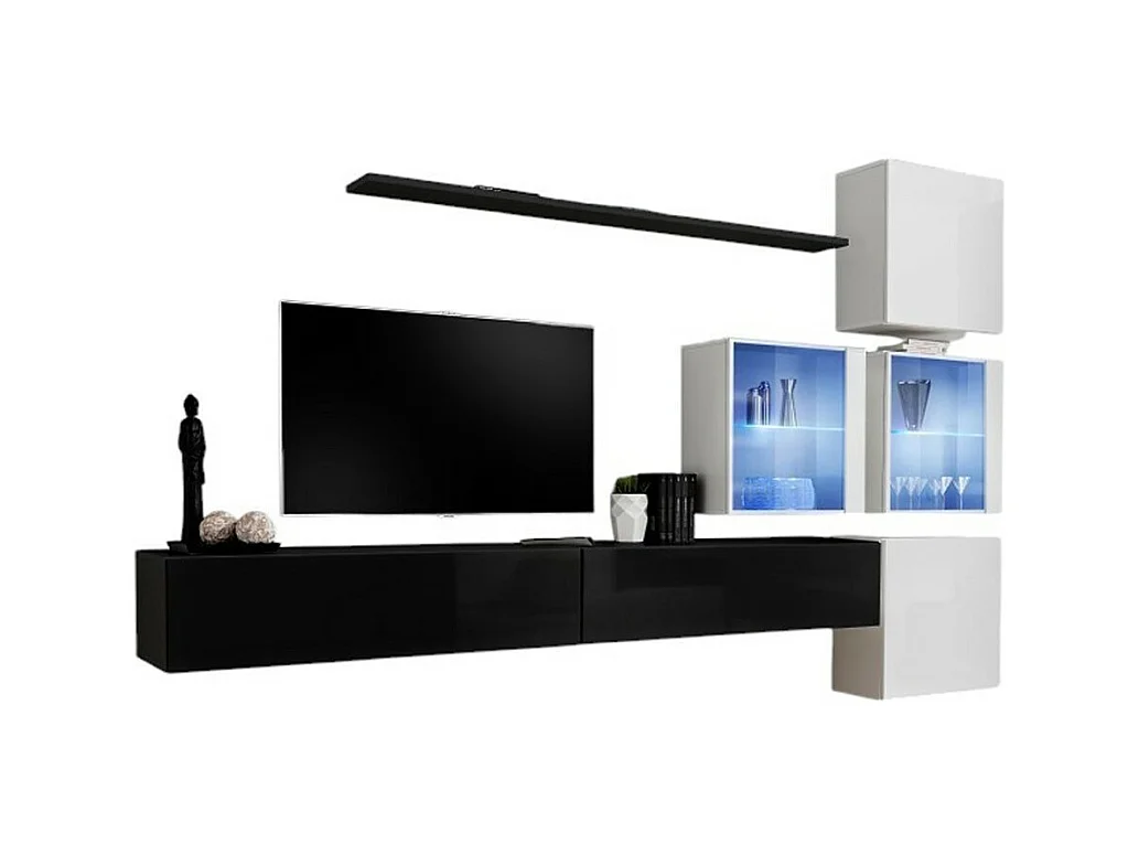 Ensemble meubles de salon SWITCH XIX – Design moderne – Noir et blanc brillant