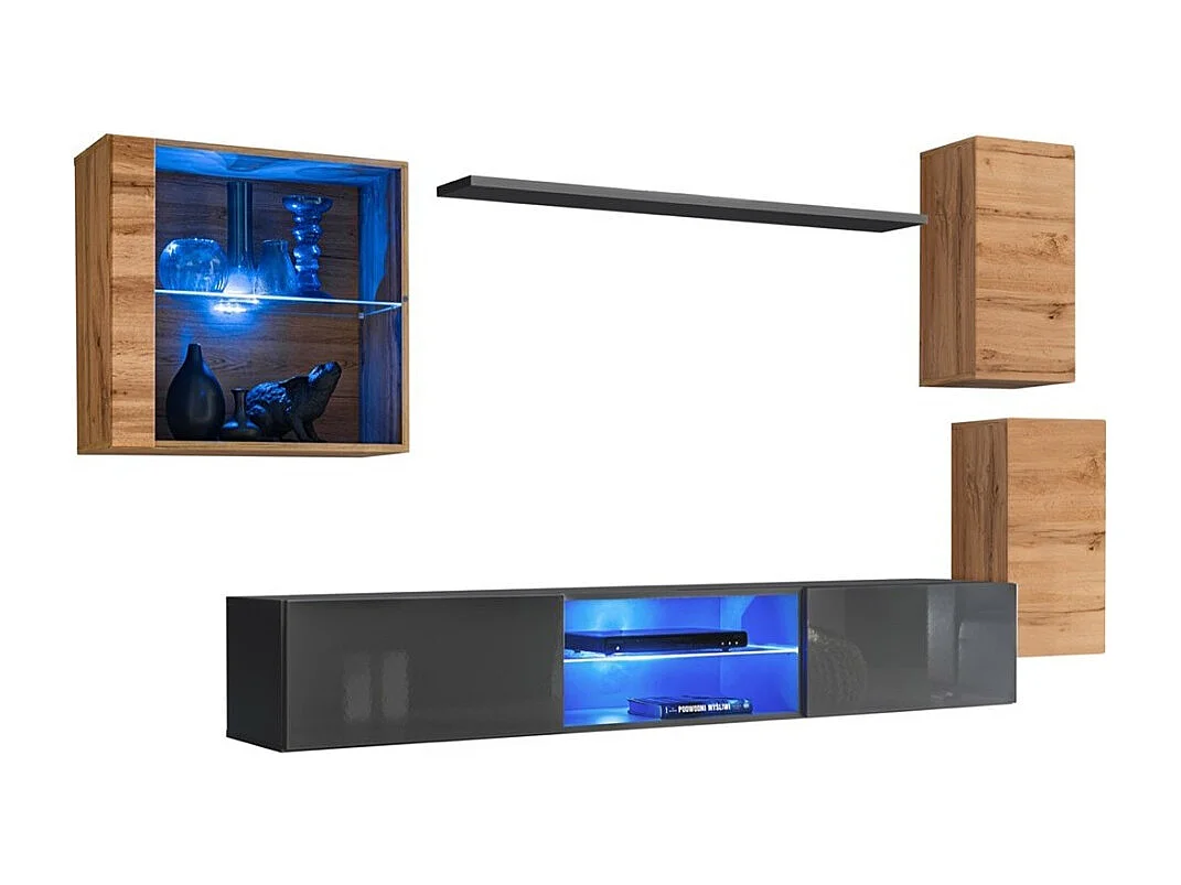 Woonkamermeubelset SWITCH XXIII design, eiken en grijs kleur