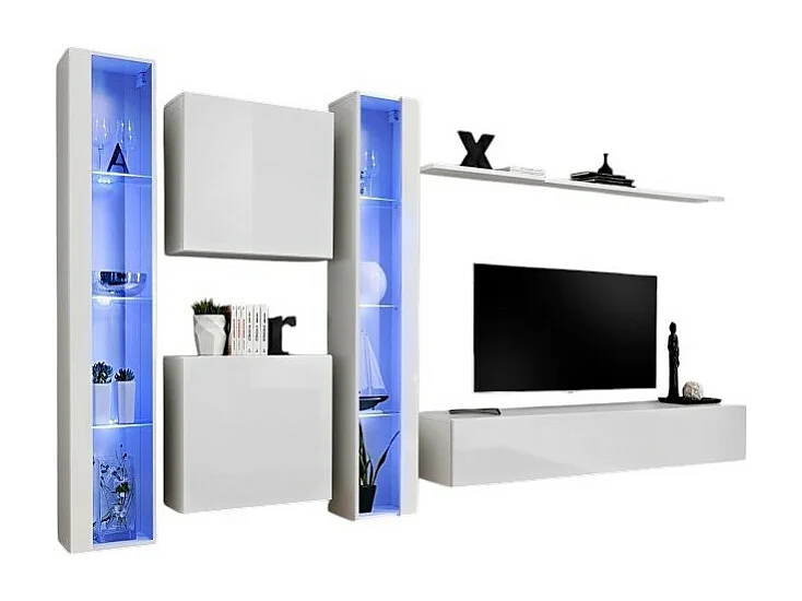 Mobile per soggiorno da parete SWITCH XVI design, colore bianco lucido.