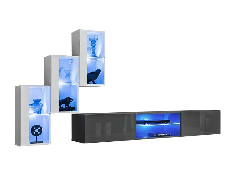 Conjunto de móveis para sala de estar SWITCH XXII, cores branco e cinza.