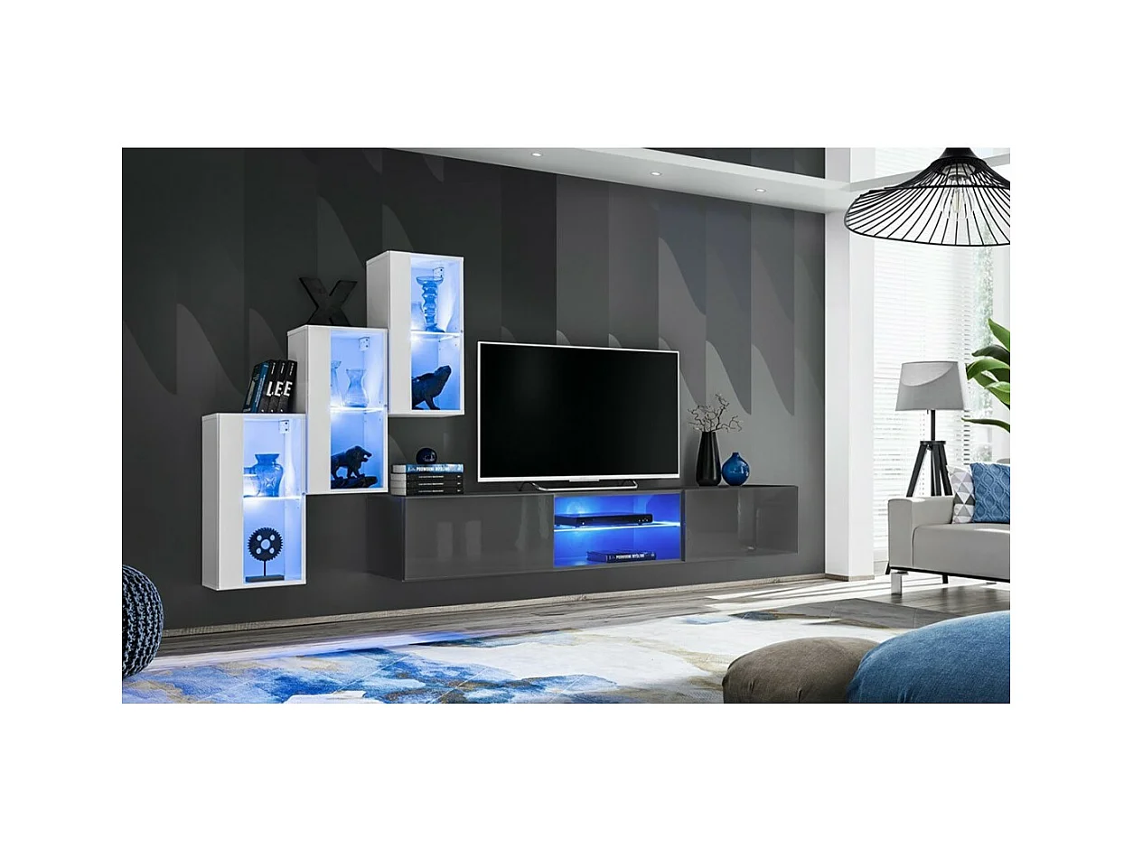 Woonkamerset SWITCH XXII design, in wit en grijs.