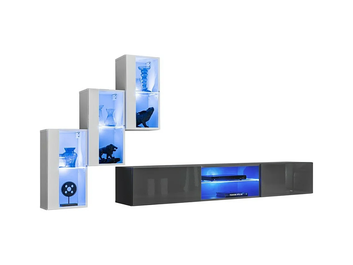 Ensemble meubles de salon SWITCH XXII design, coloris blanc et gris.