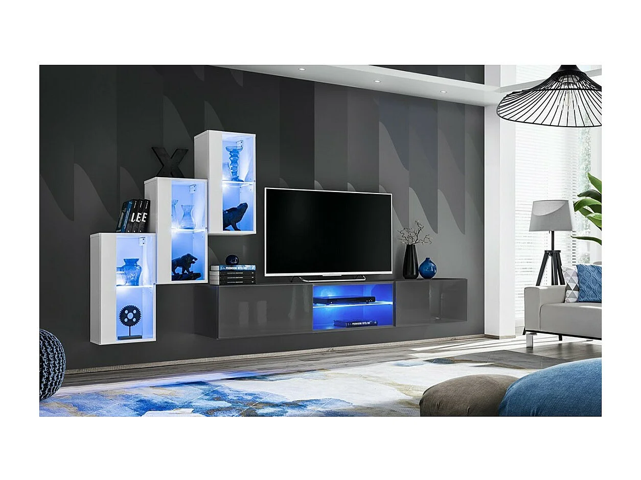 Woonkamerset SWITCH XXII design, in wit en grijs.