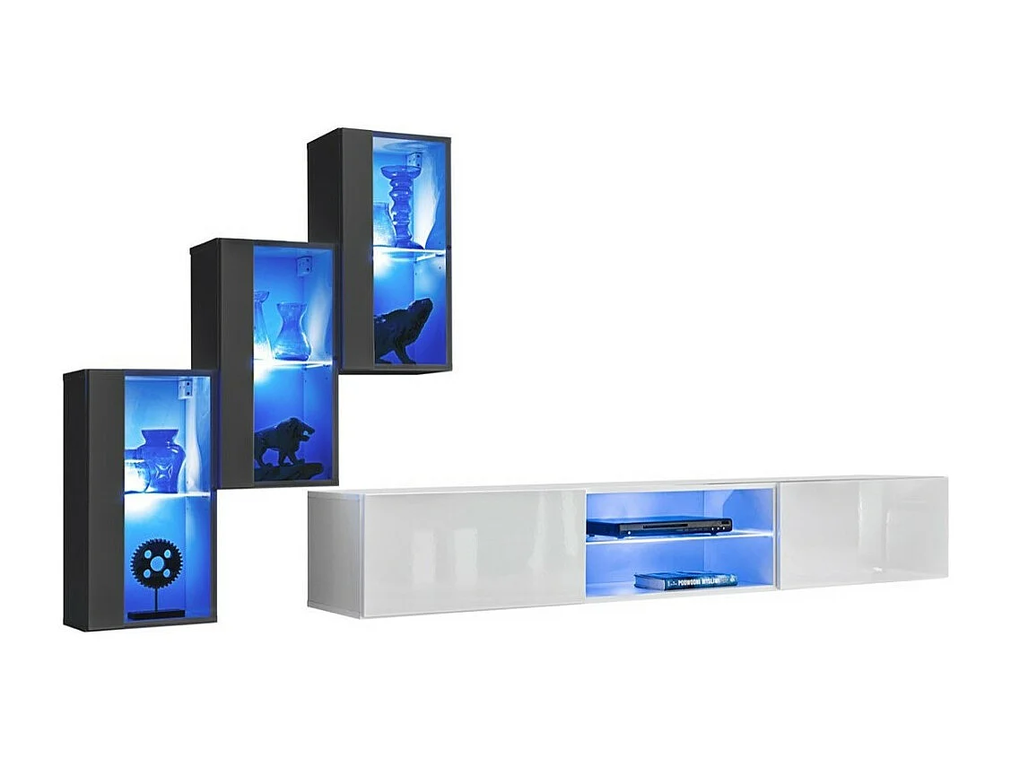 Ensemble meubles de salon SWITCH XXII – LED – Gris et Blanc – Design suspendu