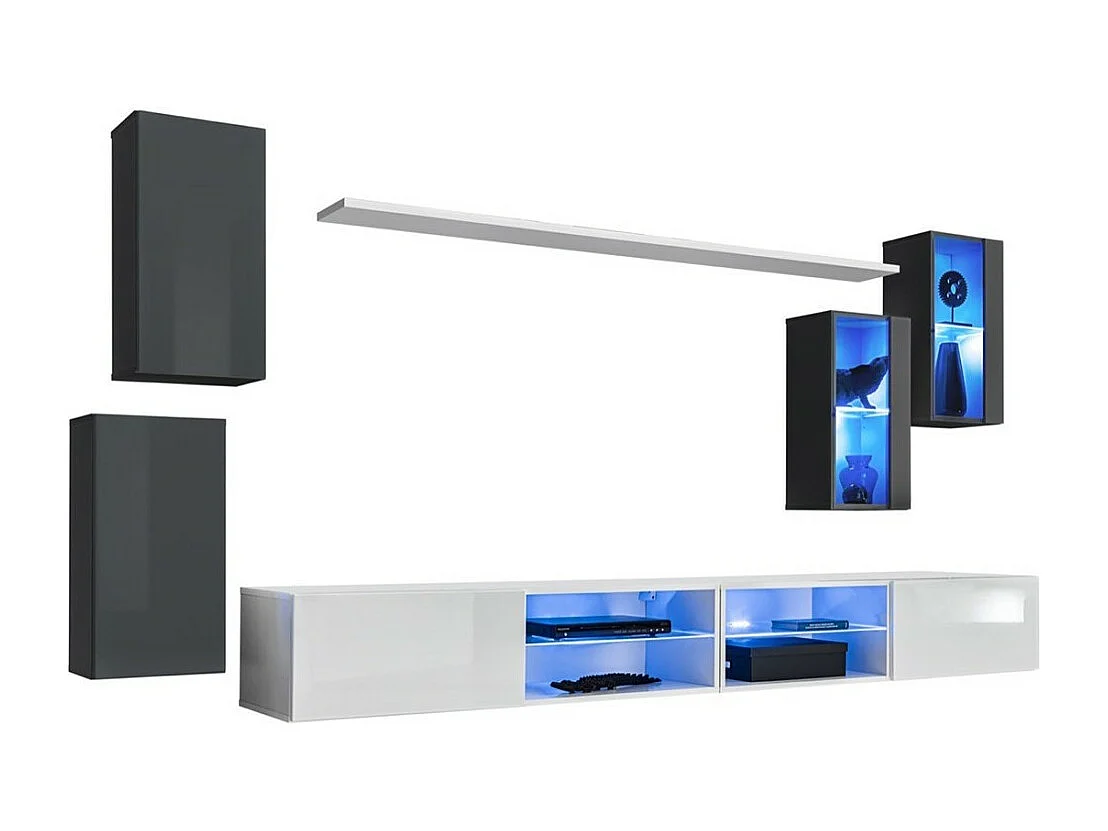 Ensemble meubles de salon SWITCH XXV – LED – Gris et Blanc – Design suspendu