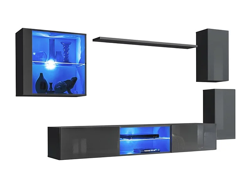 Conjunto de móveis para sala de estar SWITCH XXIII, design, cor cinza brilhante.