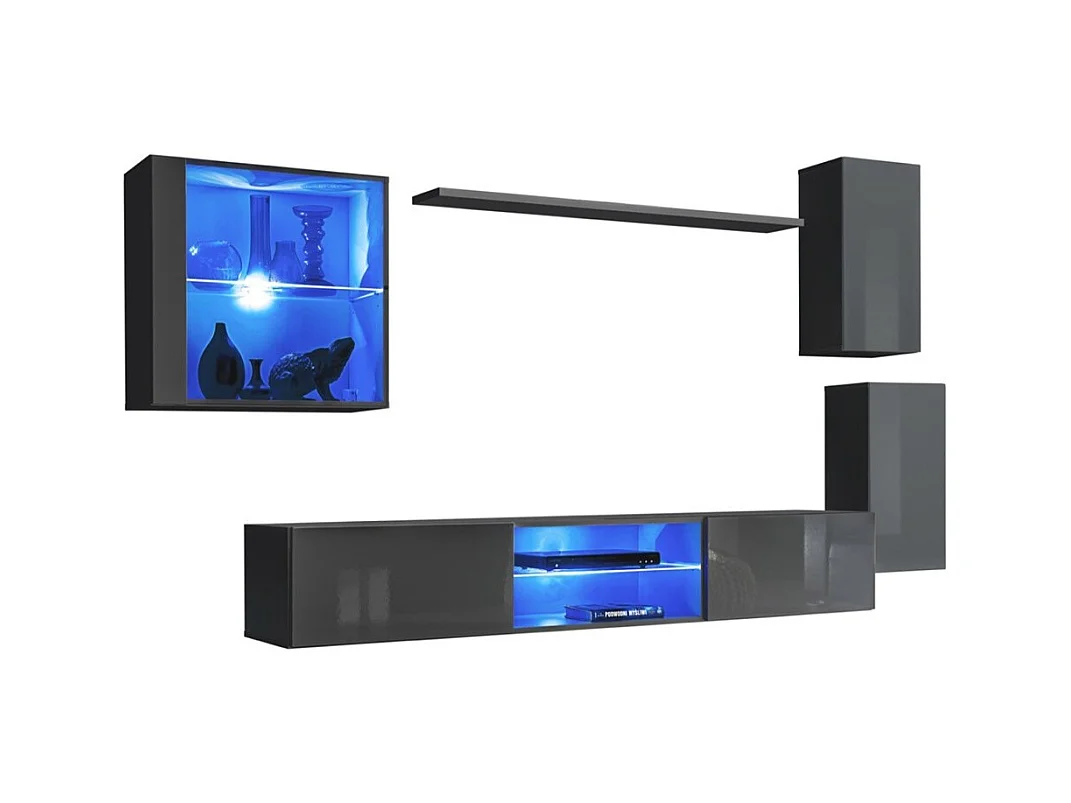 Ensemble meubles de salon SWITCH XXIII design, coloris gris brillant.