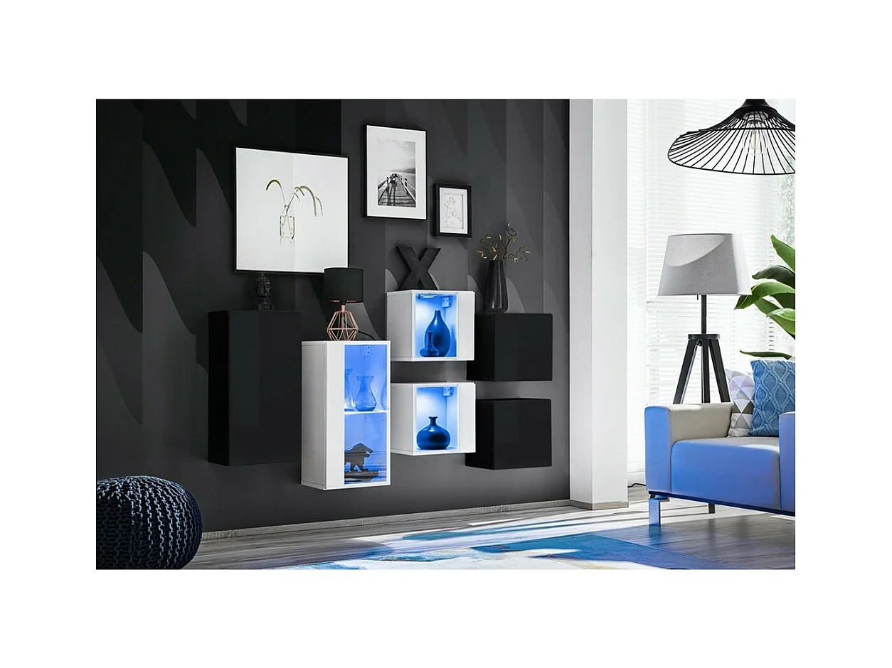 Woonkamerset SWITCH SBIV design. Kleuren zwart en wit.