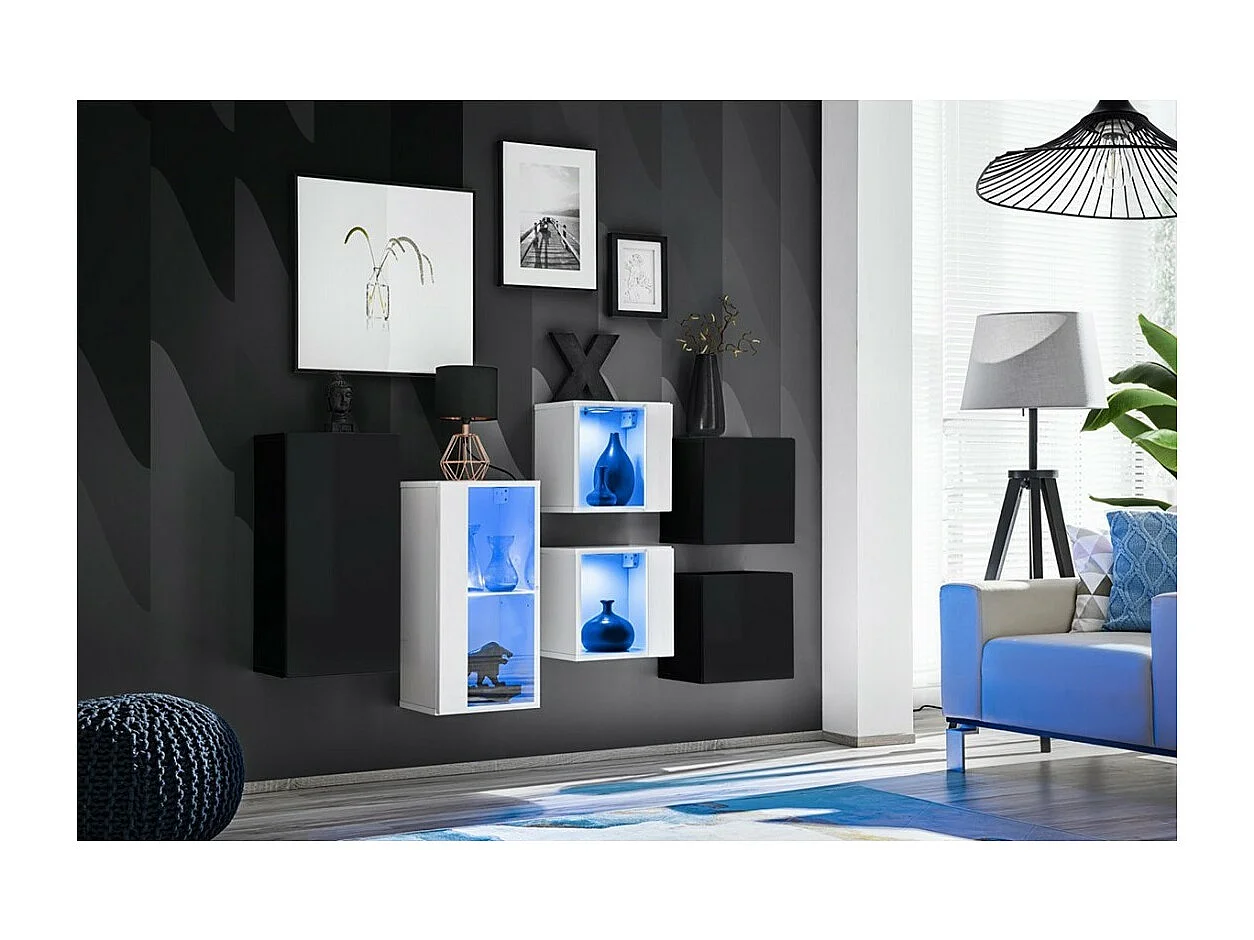 Woonkamerset SWITCH SBIV design. Kleuren zwart en wit.