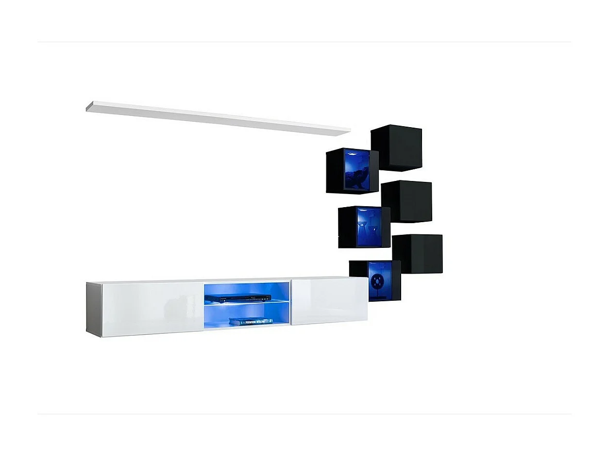 Woonkamer meubelset SWITCH XXI design, in wit en zwart.