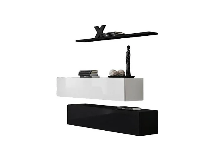 Wohnzimmermöbel-Set SWITCH SBII im Design, Farbe glänzend Schwarz und Weiß.