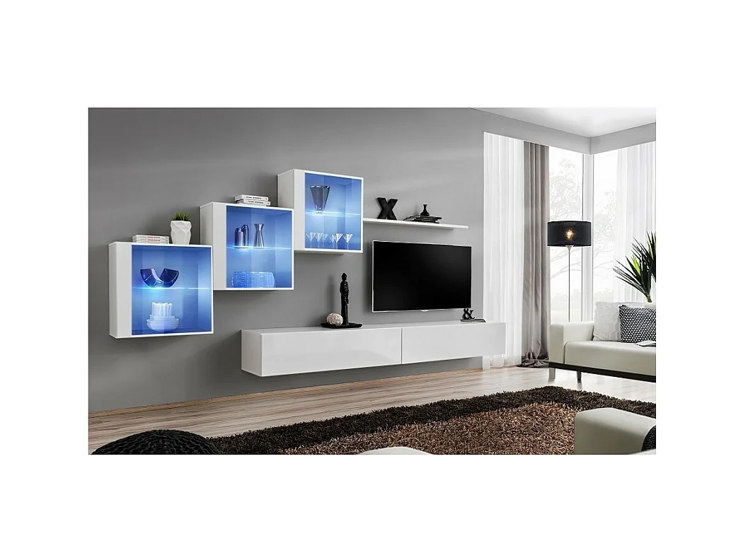 Woonkamer meubelset SWITCH XX design, in glanzend witte kleur.