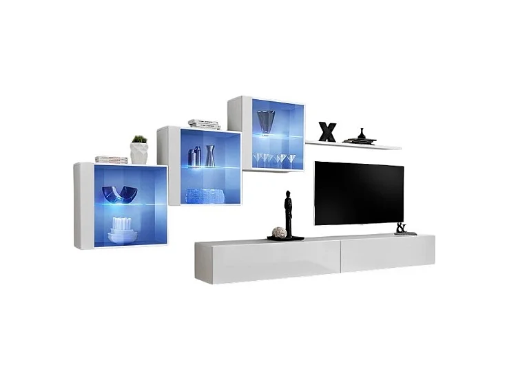 Ensemble meubles de salon SWITCH XX design, coloris blanc brillant.