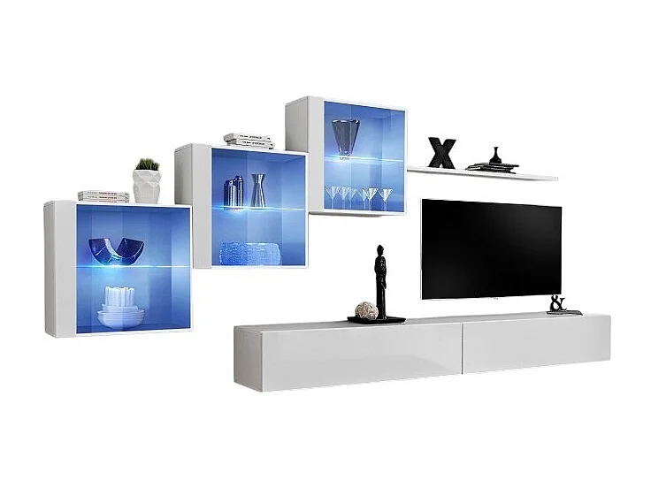 Ensemble meubles de salon SWITCH XX design, coloris blanc brillant.