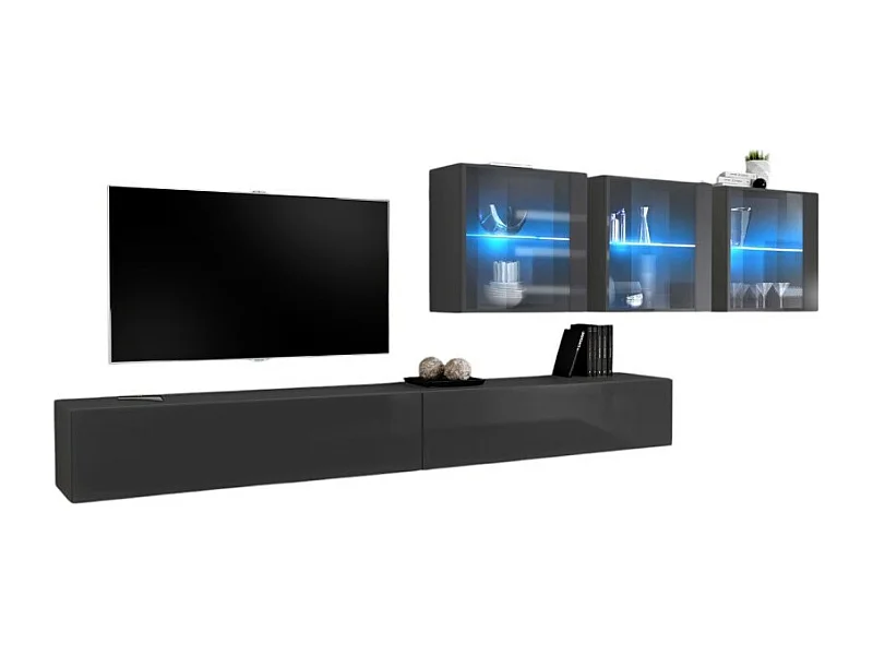 Conjunto de móveis de parede para sala de estar SWITCH XVII, cor cinza brilhante.