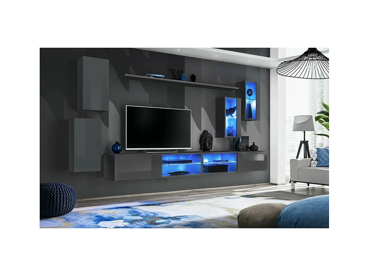 Conjunto de móveis para sala de estar SWITCH XXV, cor cinza brilhante.