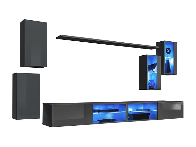 Ensemble meubles de salon SWITCH XXV design, coloris gris brillant.