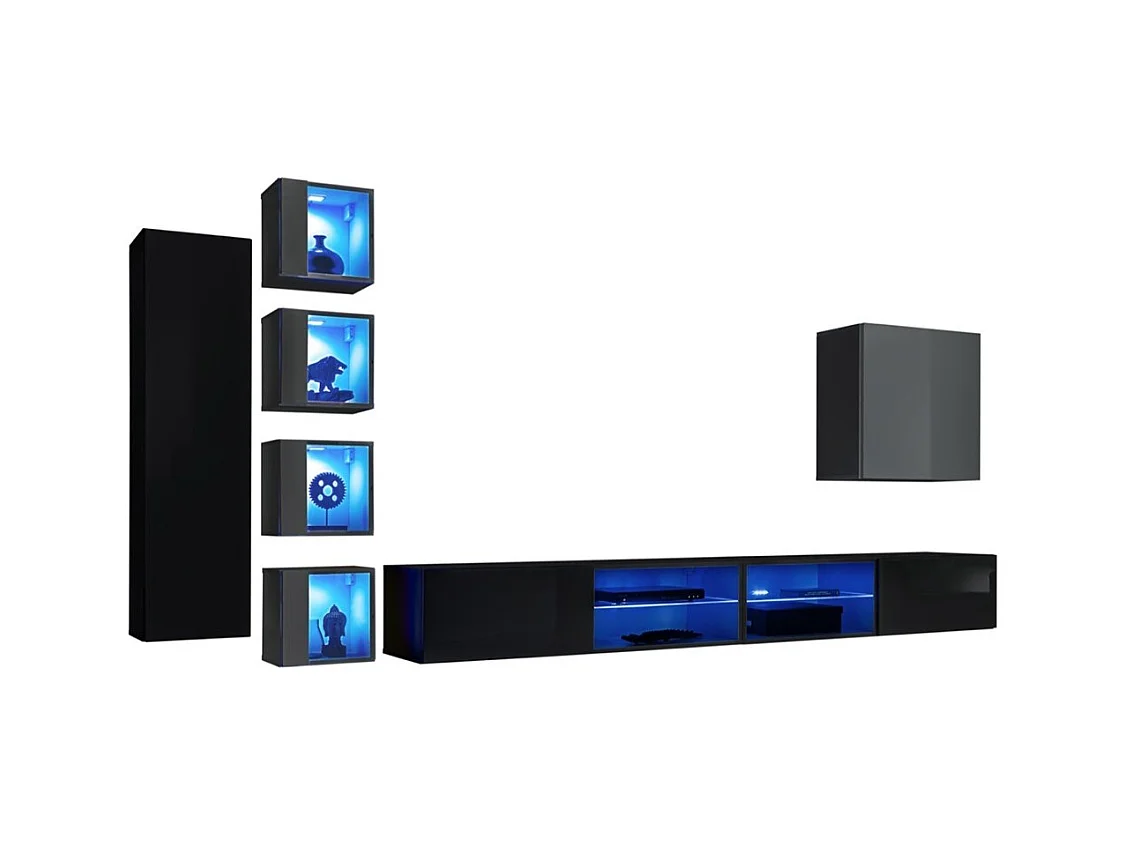 Wohnzimmermöbel-Set SWITCH XXVI Design, in Schwarz und Grau.