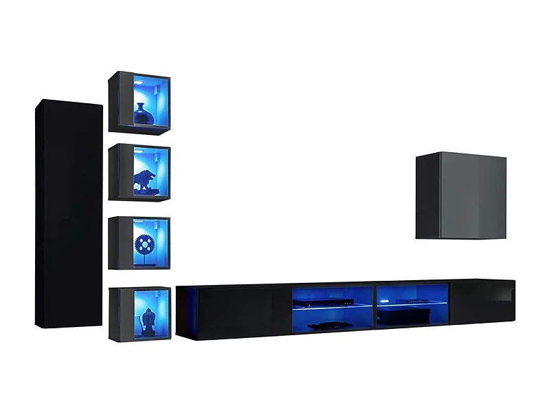 Woonkamerset SWITCH XXVI design, in zwart en grijs.