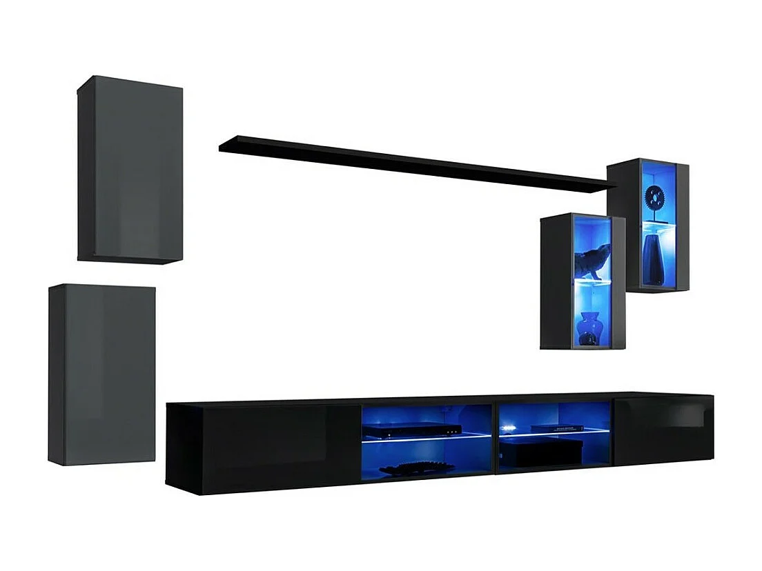 Ensemble meubles de salon SWITCH XXV design, coloris gris et noir.