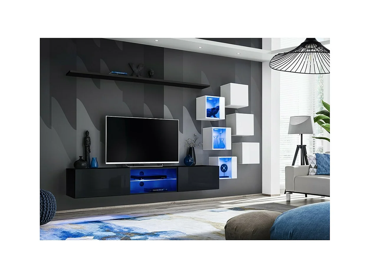 Woonkamer meubelset SWITCH XXI design, in zwart en wit.