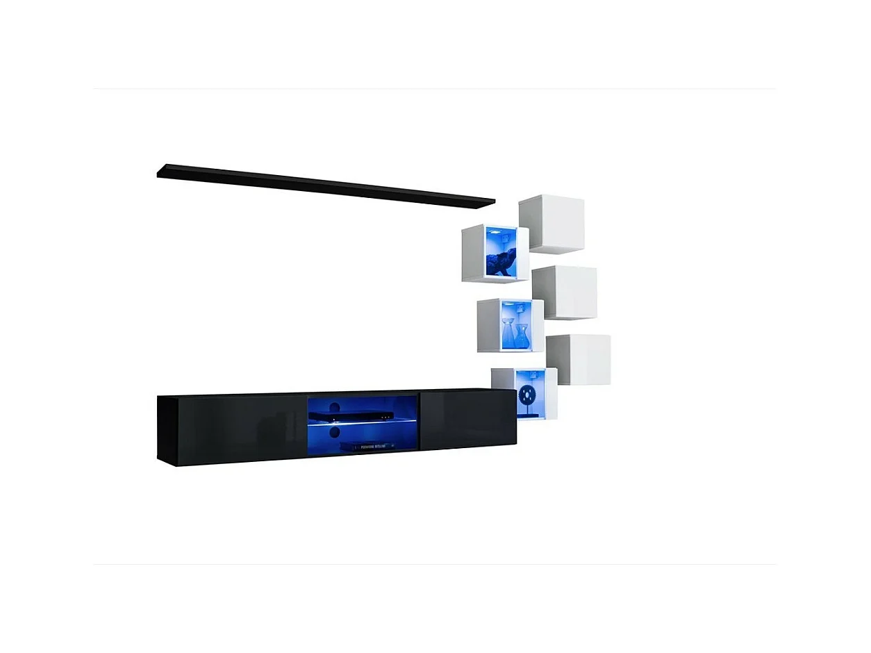 Ensemble meubles de salon SWITCH XXI design, coloris noir et blanc.