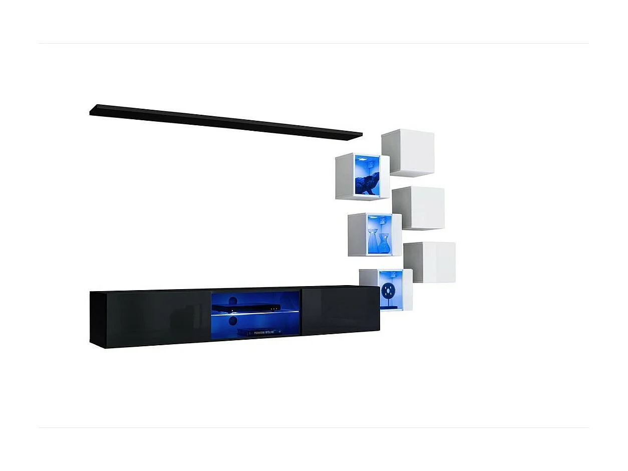 Woonkamer meubelset SWITCH XXI design, in zwart en wit.