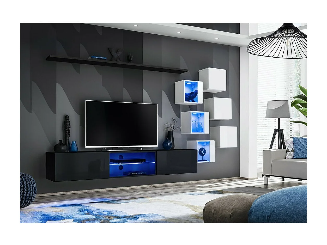 Woonkamer meubelset SWITCH XXI design, in zwart en wit.