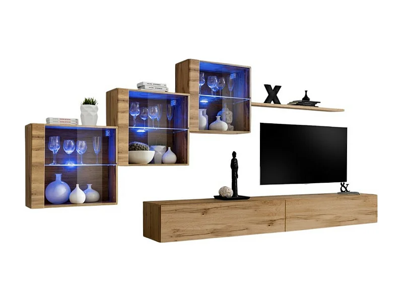 Ensemble meubles de salon SWITCH XX design, coloris chêne Wotan.