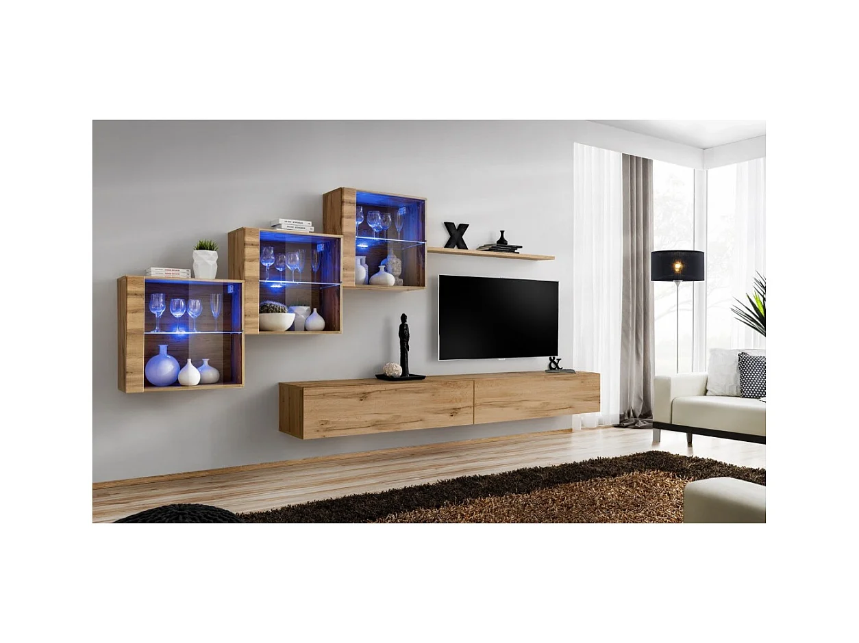 Ensemble meubles de salon SWITCH XX design, coloris chêne Wotan.