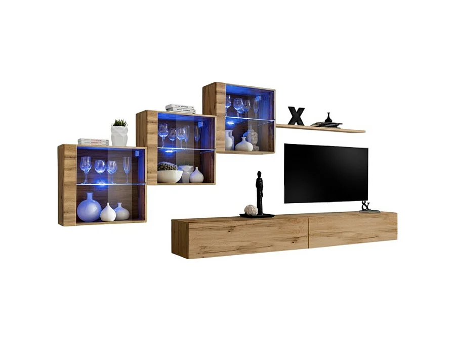Woonkamer meubelset SWITCH XX design, in Wotan eiken kleur.