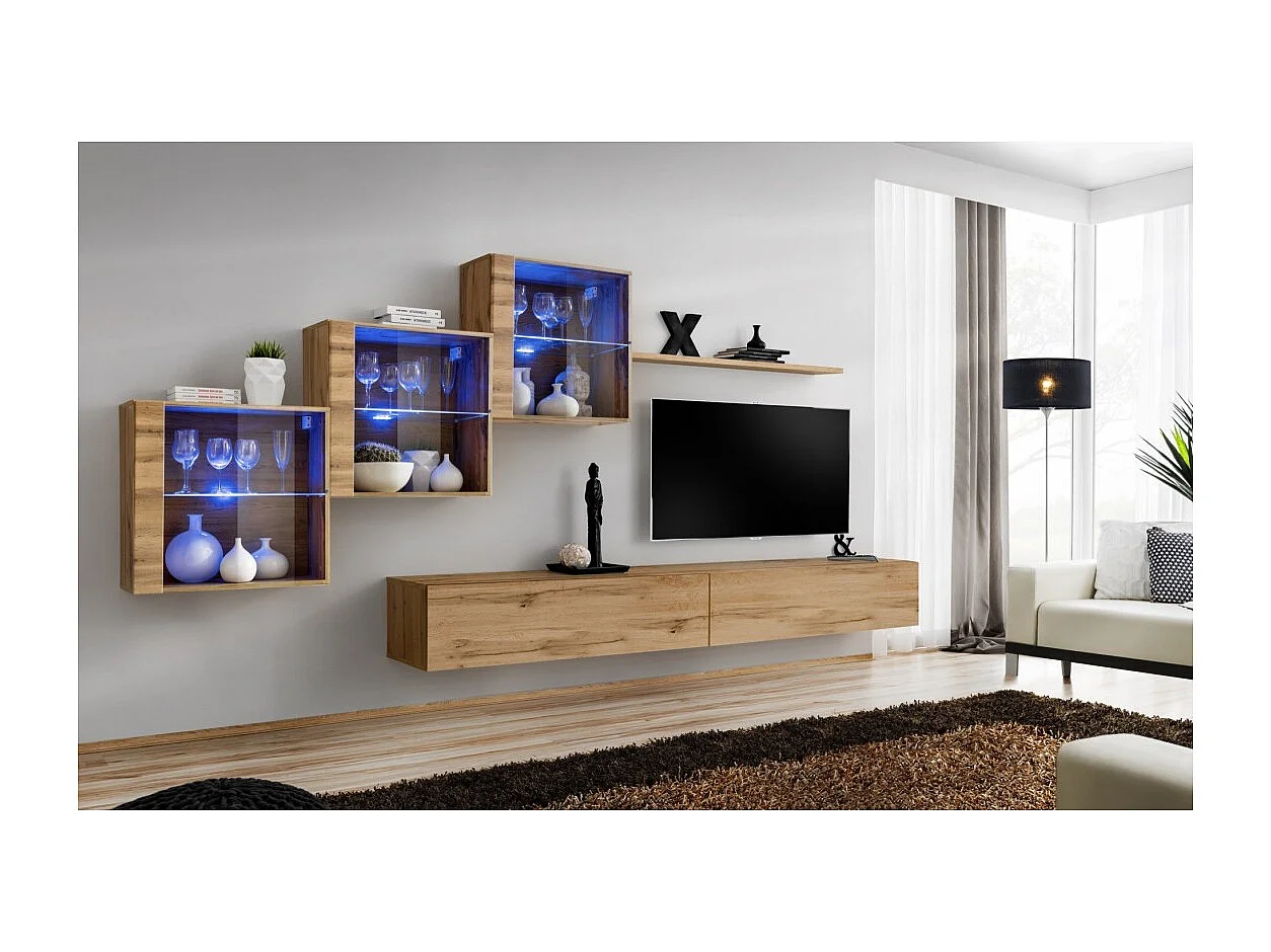 Woonkamer meubelset SWITCH XX design, in Wotan eiken kleur.