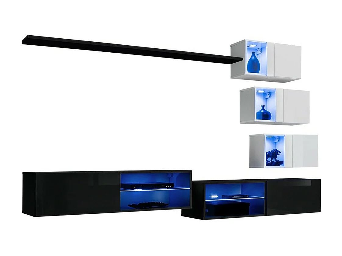 Ensemble meubles de salon SWITCH XXIV – LED – Noir et Blanc – Composition murale design
