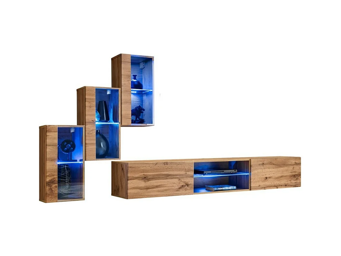 Ensemble meubles de salon SWITCH XXII – LED – Chêne – Design suspendu