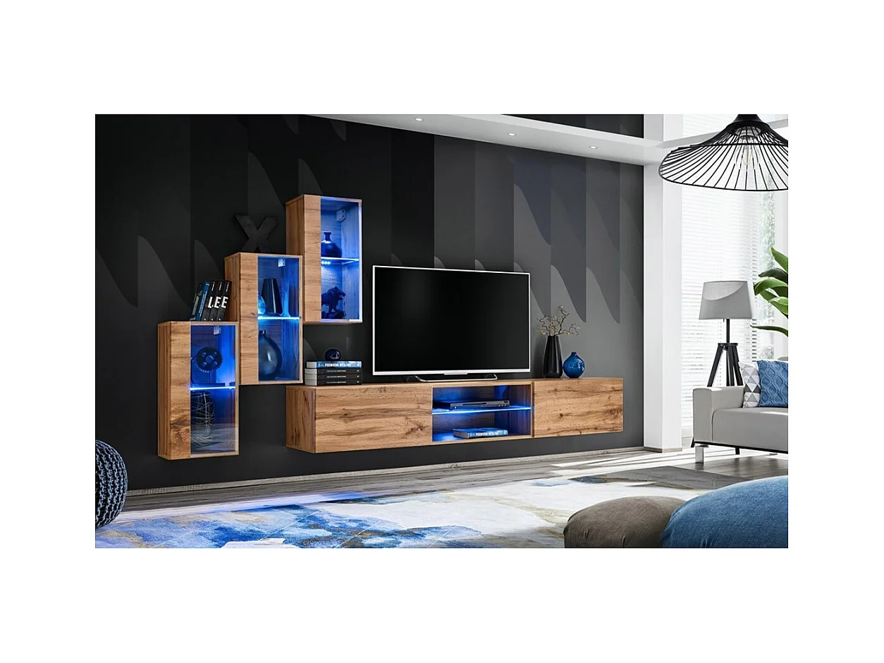 Ensemble meubles de salon SWITCH XXII – LED – Chêne – Design suspendu