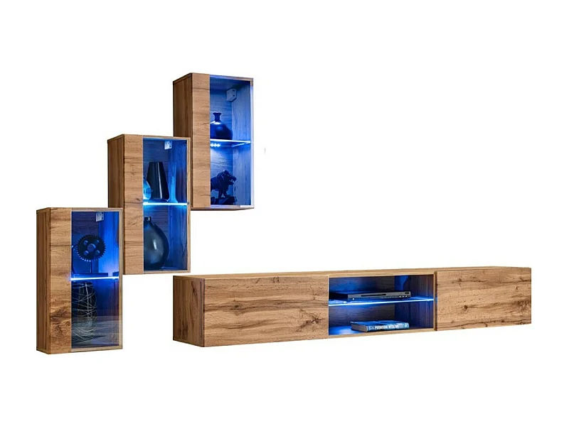 Ensemble meubles de salon SWITCH XXII – LED – Chêne – Design suspendu