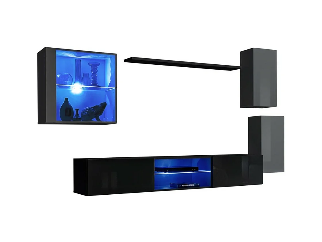 Conjunto de muebles de salón SWITCH XXIII diseño, colores gris y negro.