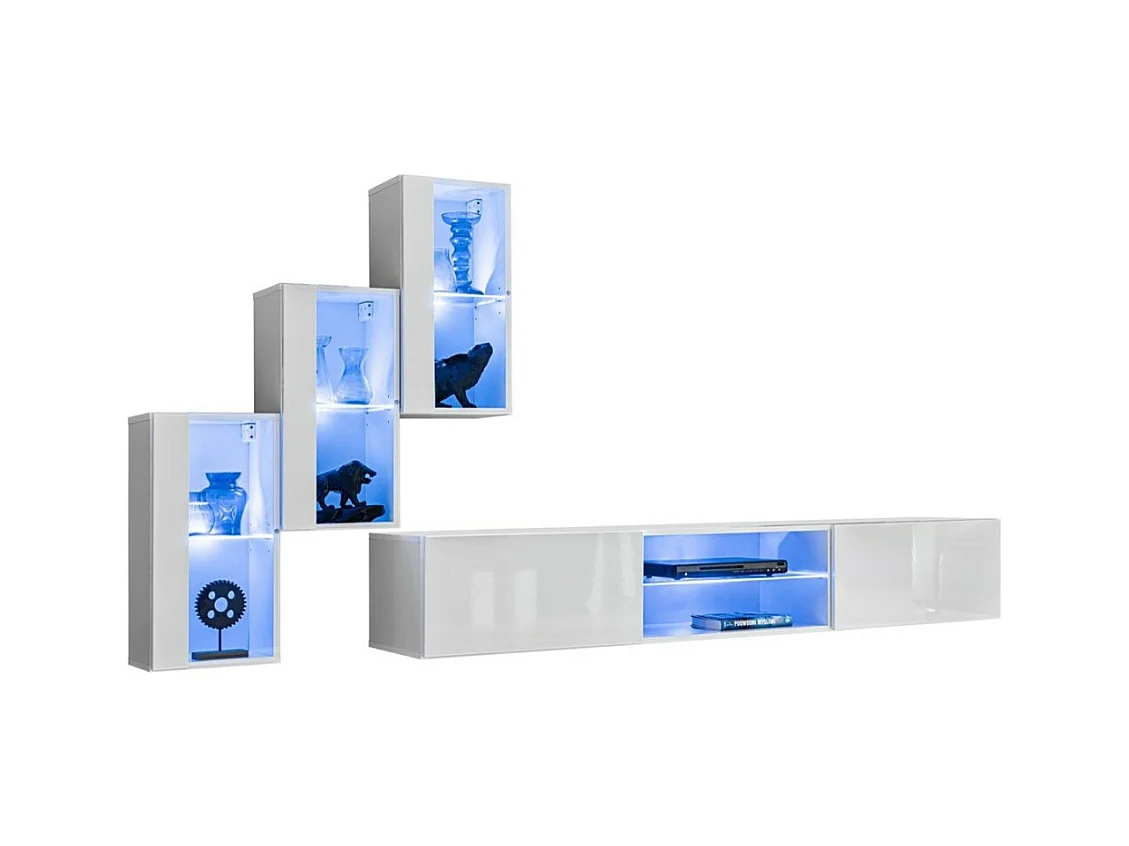 Ensemble meubles de salon SWITCH XXII design, coloris blanc brillant.