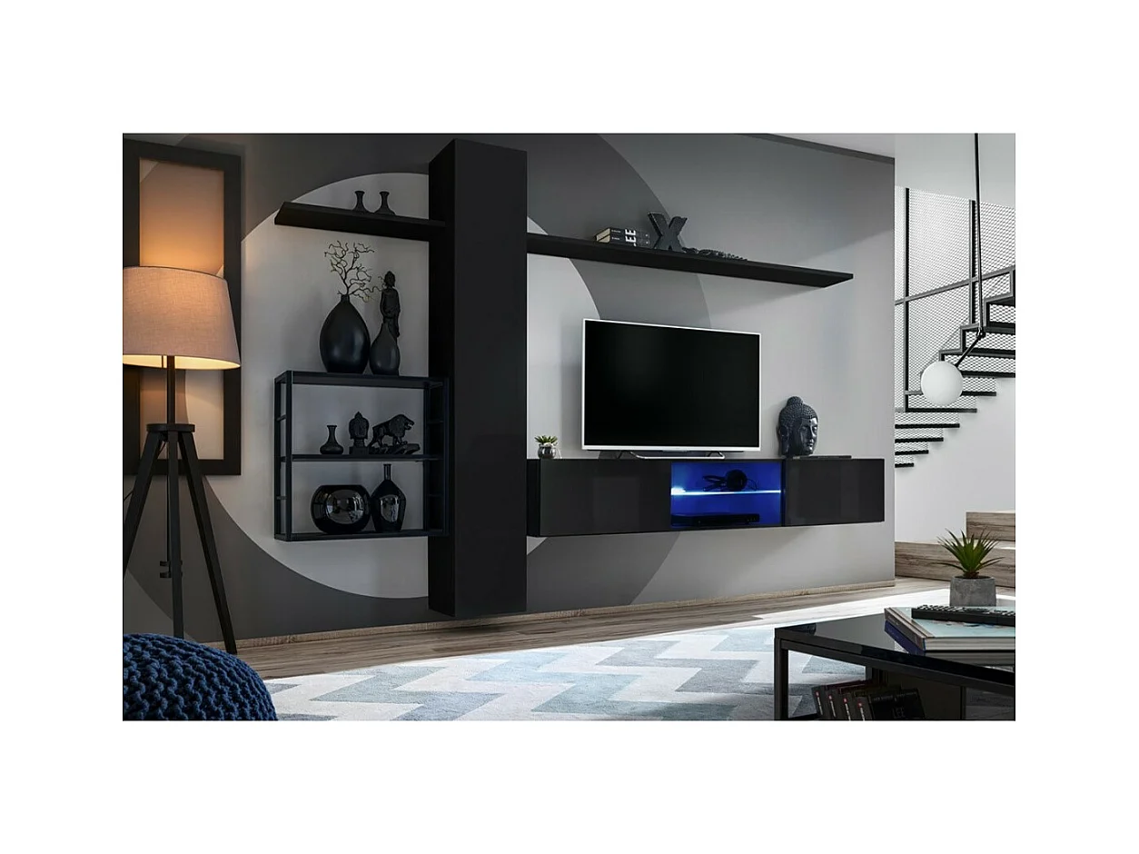 Industriële stijl woonkamer meubelset SWITCH M5. Kleur zwart.