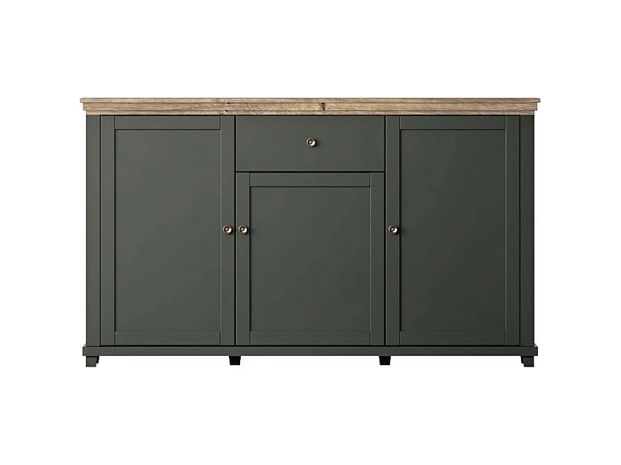 Ensemble de 5 meubles pour votre salon coloris vert et chêne. Collection ASSIA