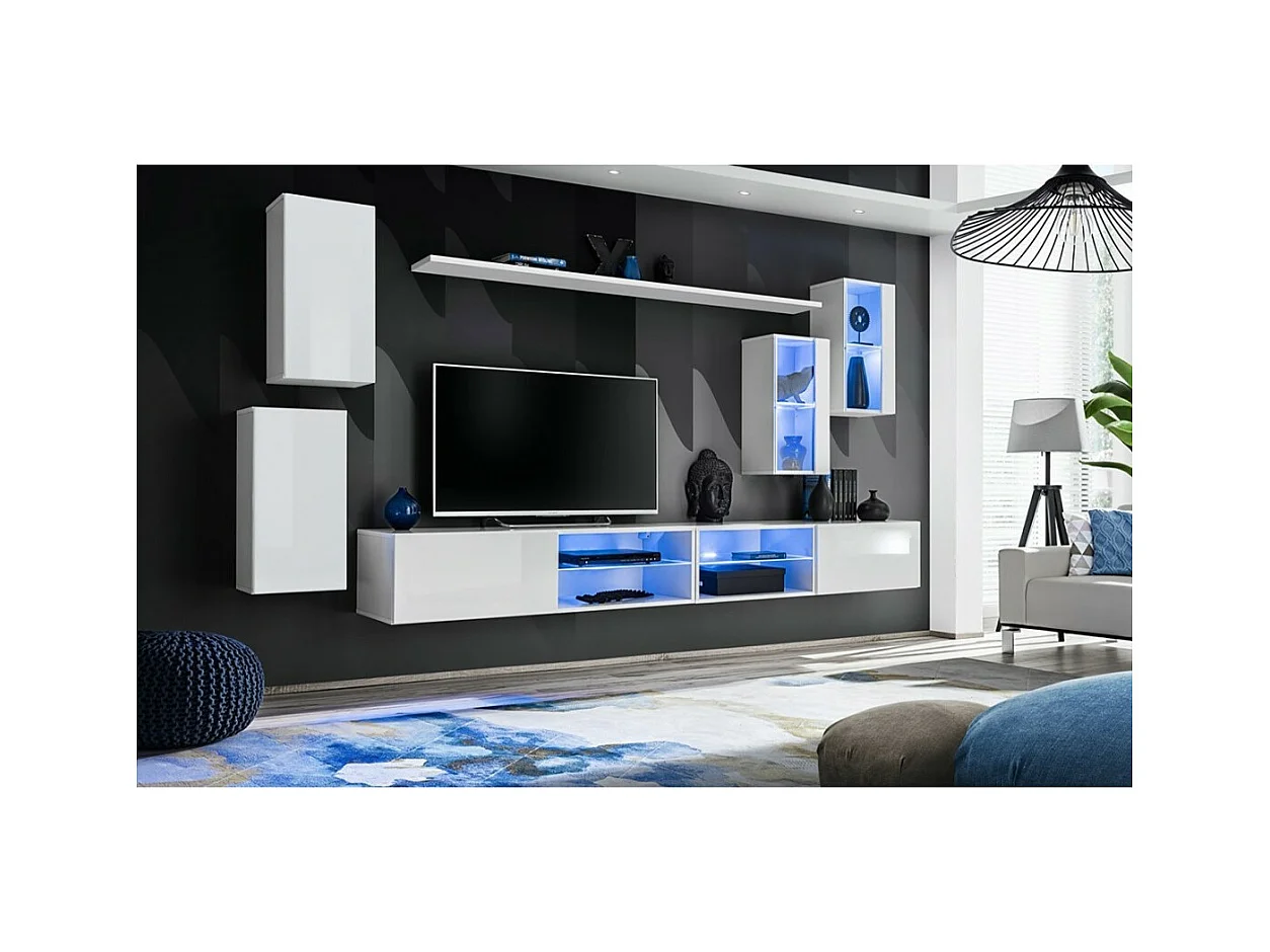 Woonkamer meubelset SWITCH XXV design, in glanzend witte kleur.